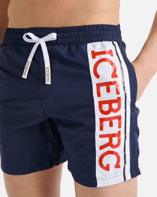 Pantaloncino mare blu logo verticale - Iceberg - Official Website