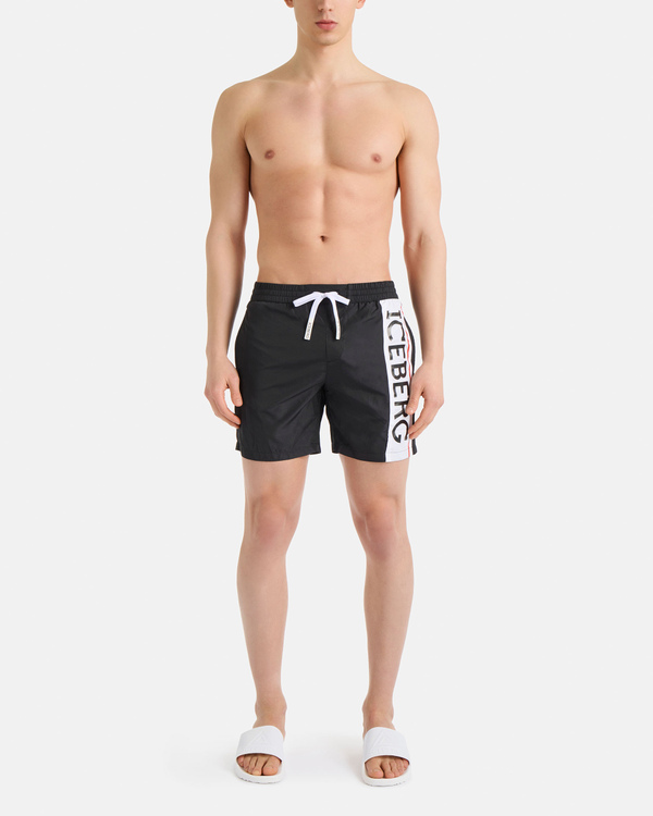 Black colourblock logo swim shorts - Iceberg - Official Website