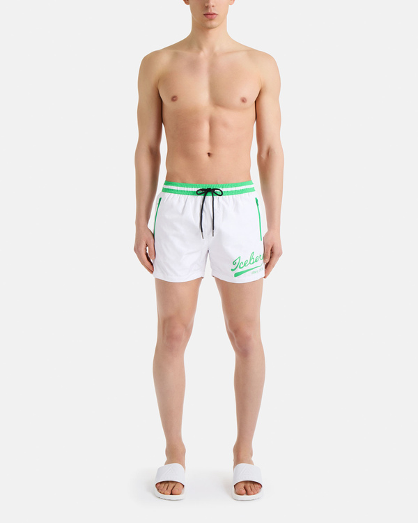 White baseball logo swim shorts - Iceberg - Official Website