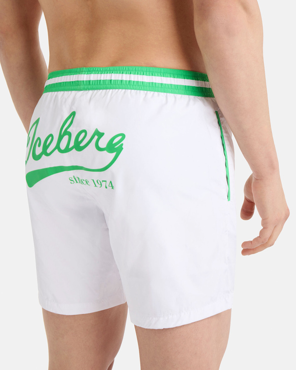 White institutional logo swim shorts - Iceberg - Official Website