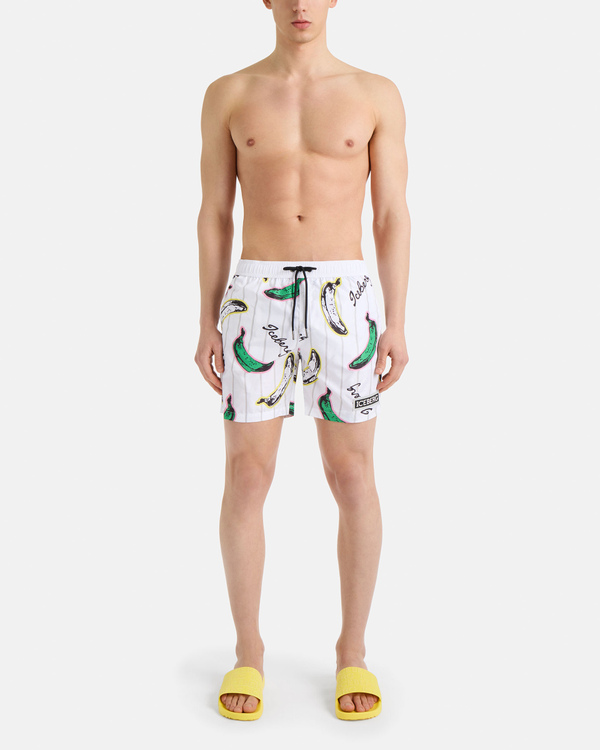 White banana print swim shorts - Iceberg - Official Website