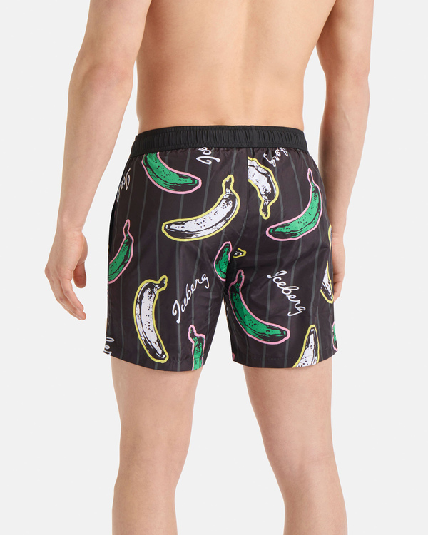 Black banana print swim shorts - Iceberg - Official Website