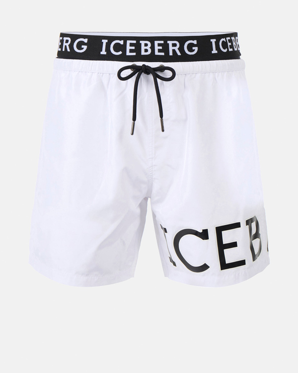 White contrast logo waistband swim shorts - Iceberg - Official Website