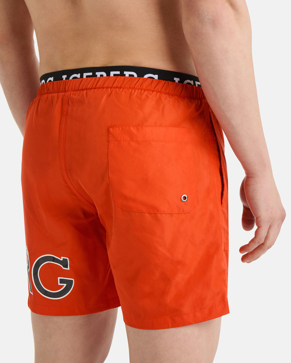 Coral contrast logo waistband swim shorts - Iceberg - Official Website