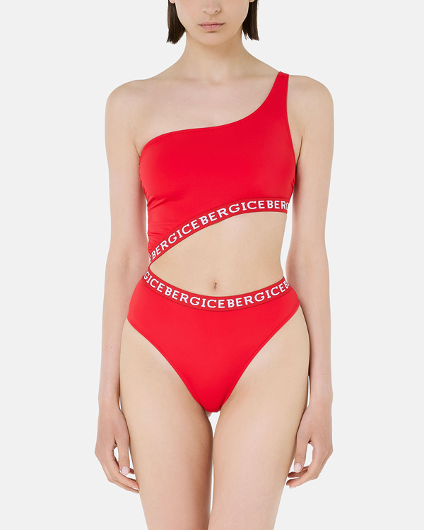 One shoulder red logo cut-out one piece - Iceberg - Official Website