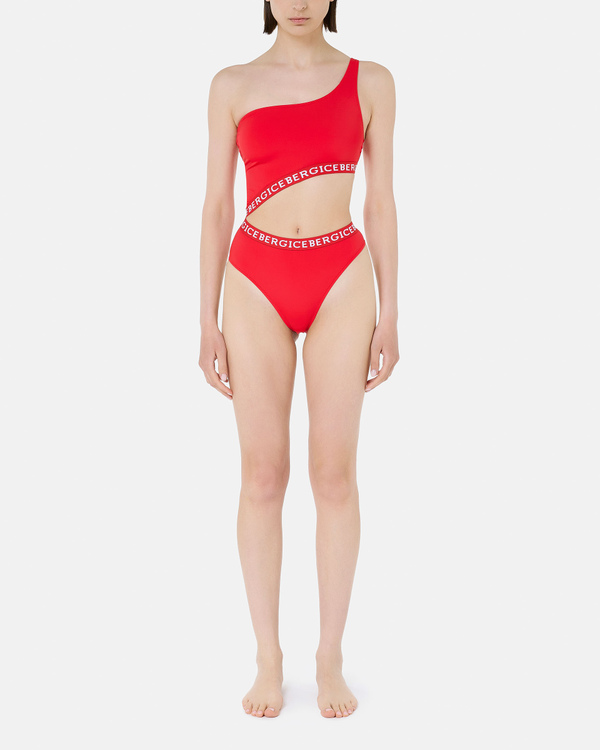 One shoulder red logo cut-out one piece - Iceberg - Official Website