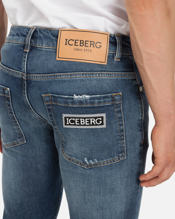 Low rise blue denim jeans - Iceberg - Official Website