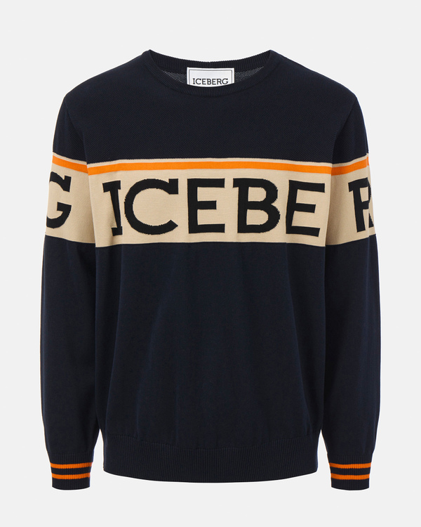 Institutional logo black knit sweatshirt - Iceberg - Official Website
