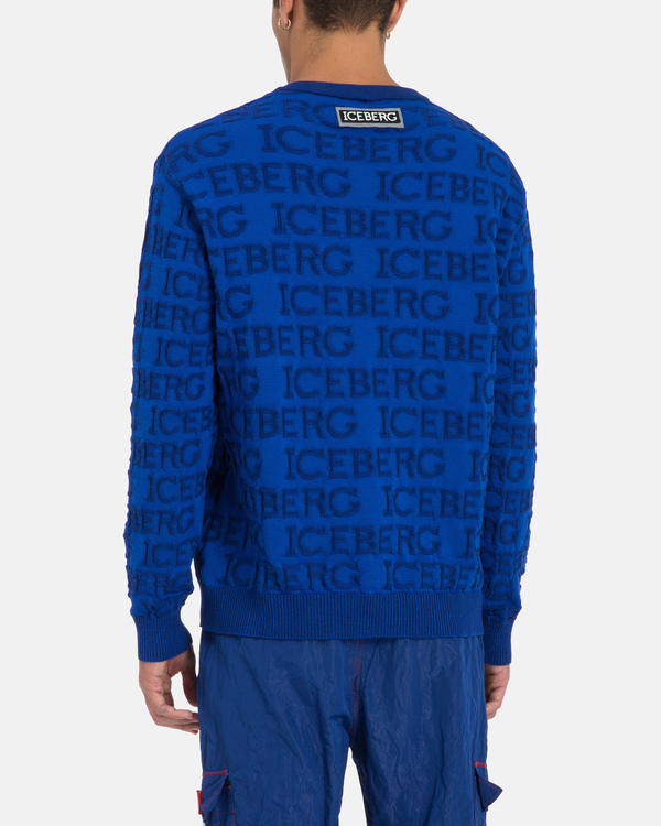 Blue knitted 3D logo jumper - Iceberg - Official Website