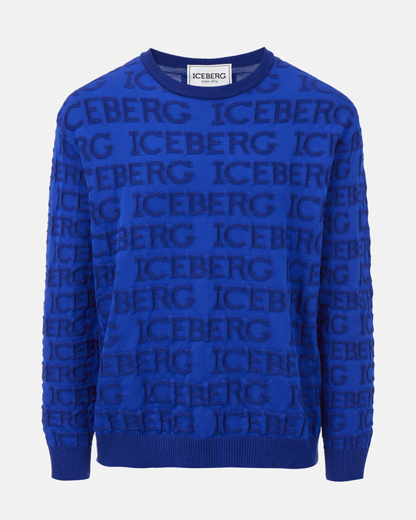 Blue knitted 3D logo jumper - Iceberg - Official Website