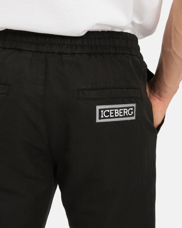 Linen and cotton jogging pants - Iceberg - Official Website