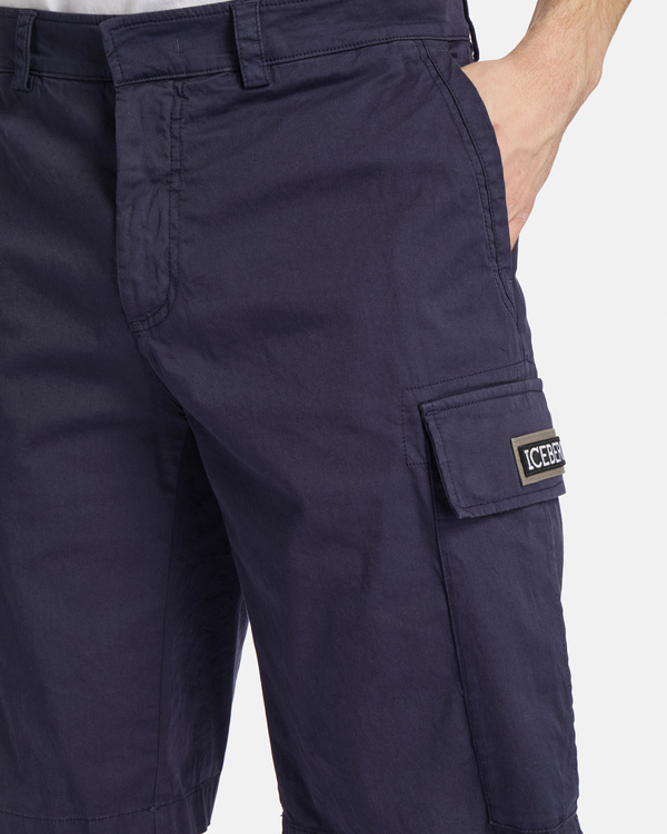 Blue melange cargo shorts with pockets - Iceberg - Official Website