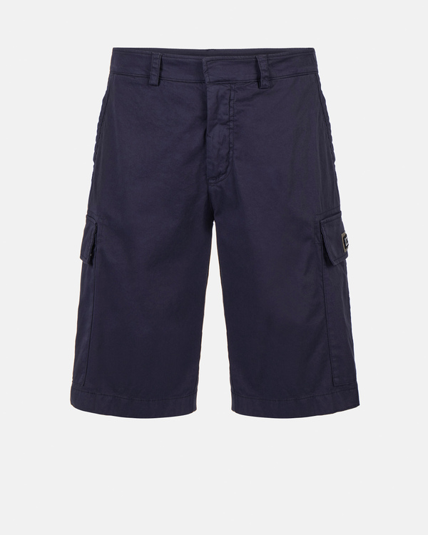 Blue melange cargo shorts with pockets - Iceberg - Official Website