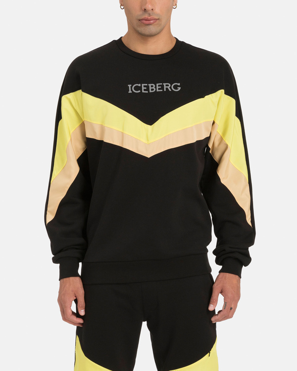 Felpa nera con logo riflettente - Iceberg - Official Website