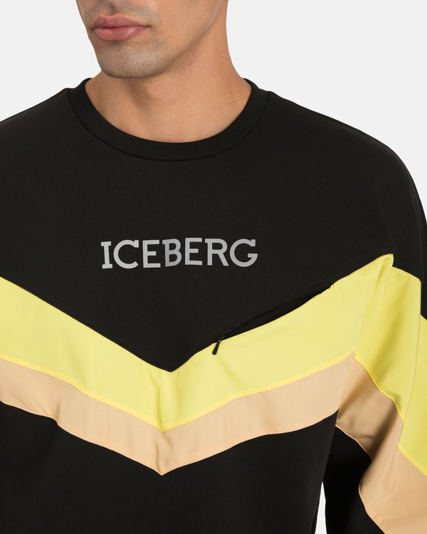 Black Sweatshirt with Reflective Logo - Iceberg - Official Website