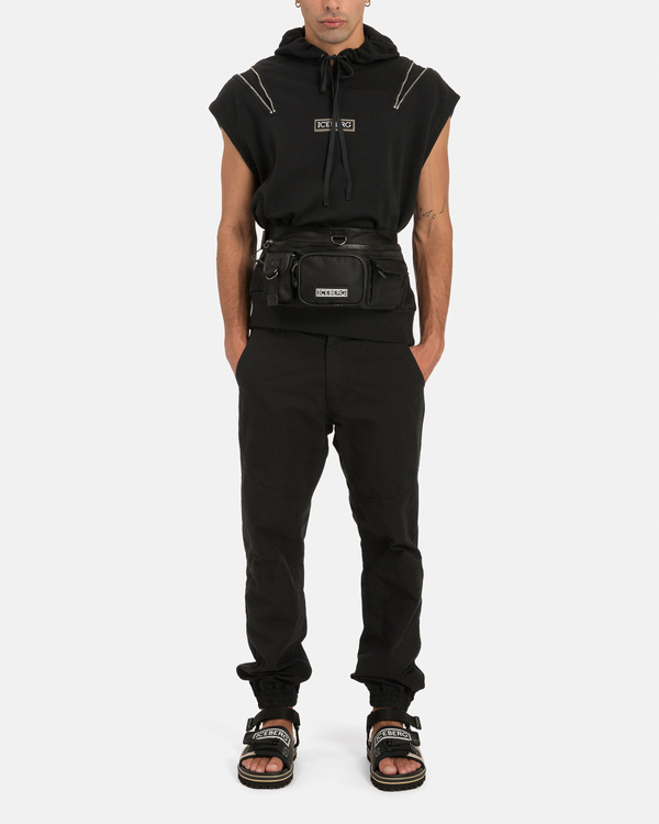 Black sleeveless hoodie with zip - Iceberg - Official Website