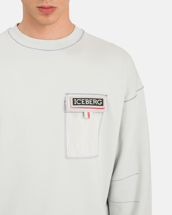 Cotton sweatshirt with reflective logo - Iceberg - Official Website