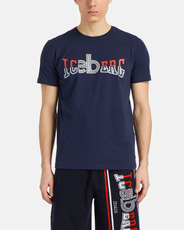 Blue T-shirt with 3D logo - Iceberg - Official Website