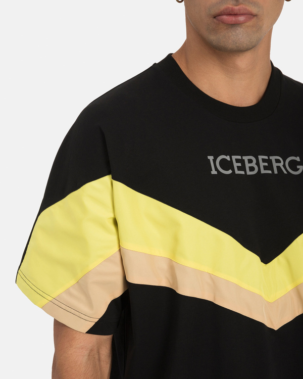 Black T-shirt with Reflective Logo - Iceberg - Official Website