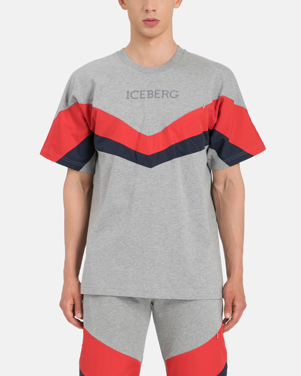 T-shirt grigia con logo riflettente - Iceberg - Official Website