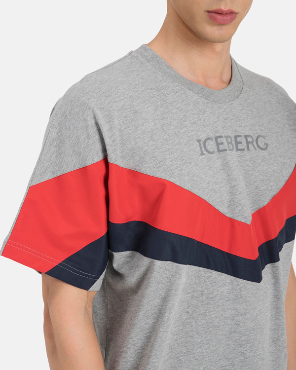 T-shirt grigia con logo riflettente - Iceberg - Official Website