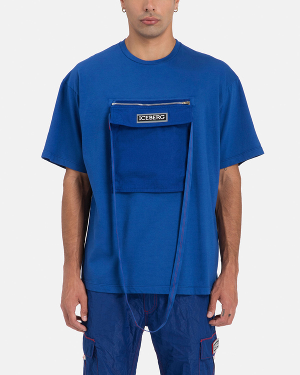 Blue T-shirt with detachable pocket - Iceberg - Official Website