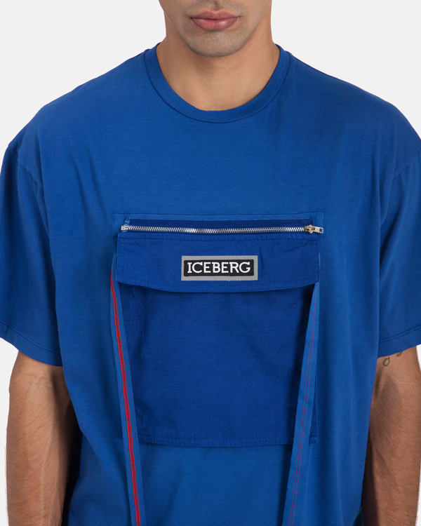 Blue T-shirt with detachable pocket - Iceberg - Official Website