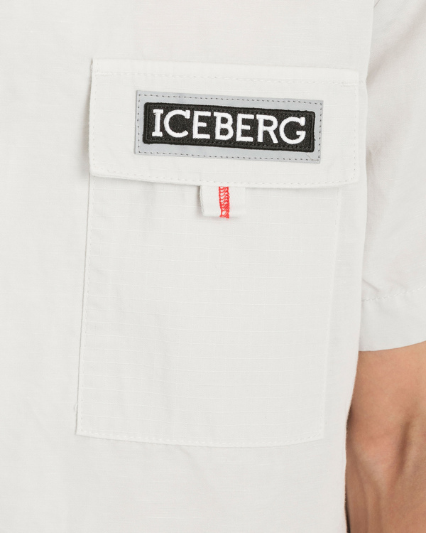 Linen blend shirt with reflective logo - Iceberg - Official Website