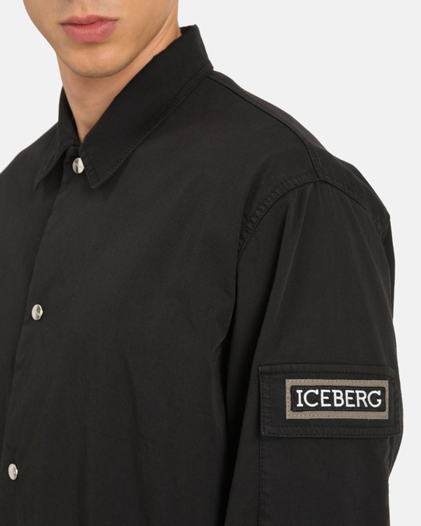 Black boxy cotton shirt - Iceberg - Official Website