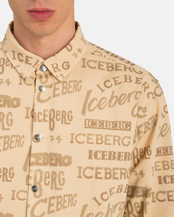 Sand Multilogo Print Shirt - Iceberg - Official Website