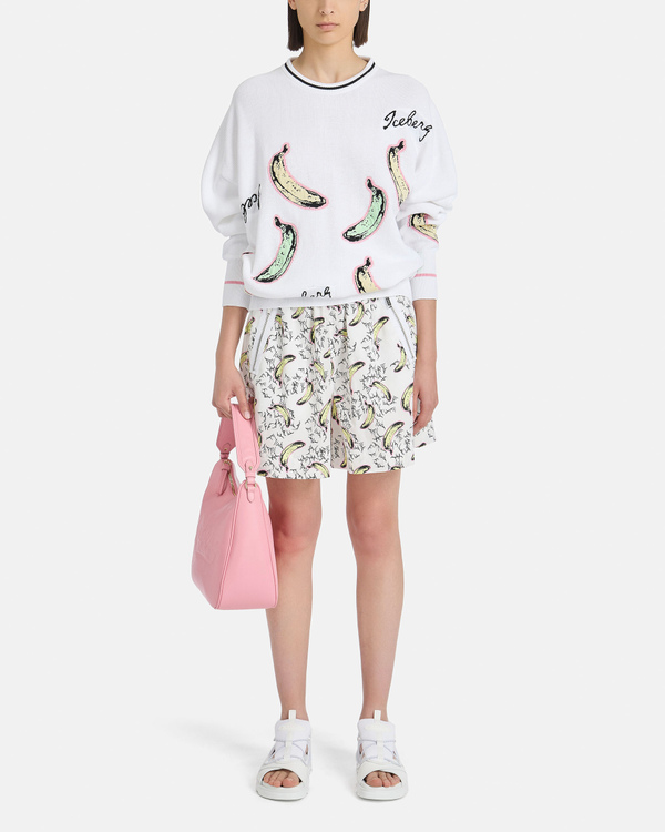 White sweater with banana print - Iceberg - Official Website