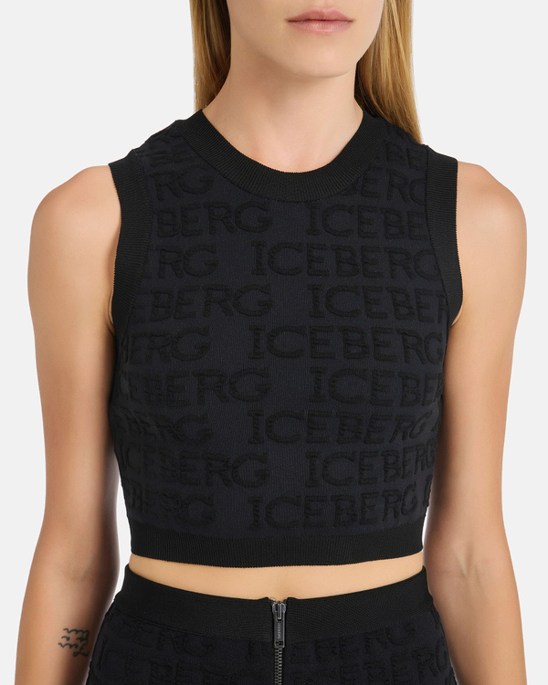 Black tank top with 3D effect logo - Iceberg - Official Website