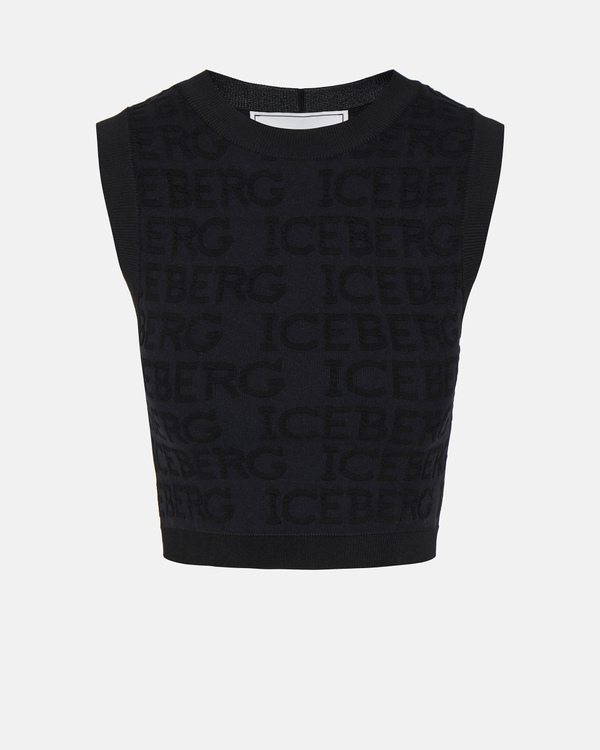 Black tank top with 3D effect logo - Iceberg - Official Website