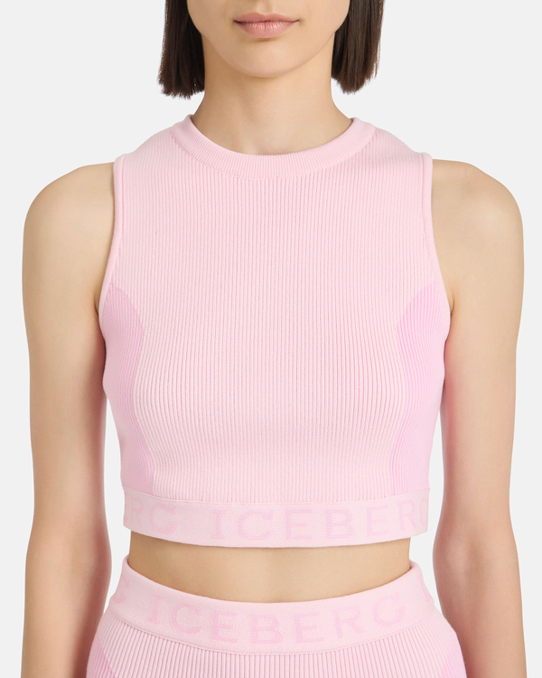 Pink knit crop top - Iceberg - Official Website