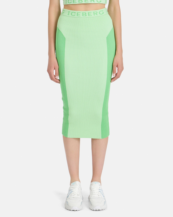 Green knit skirt with logo - Iceberg - Official Website