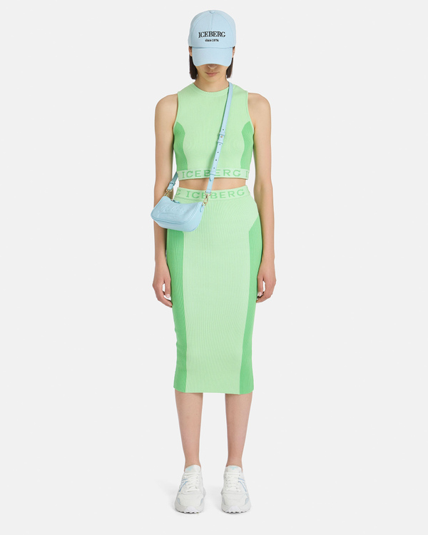 Green knit skirt with logo - Iceberg - Official Website