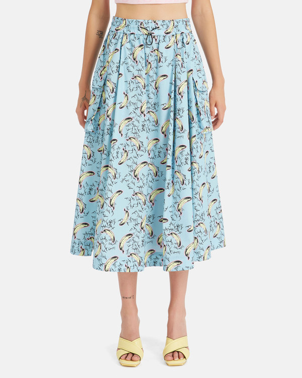 Blue wide skirt with banana print - Iceberg - Official Website