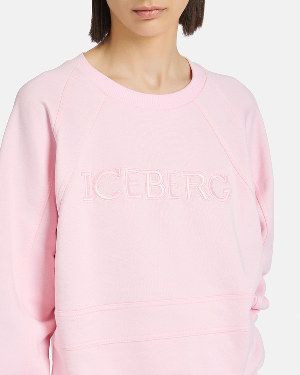 Felpa rosa logo ricamato - Iceberg - Official Website