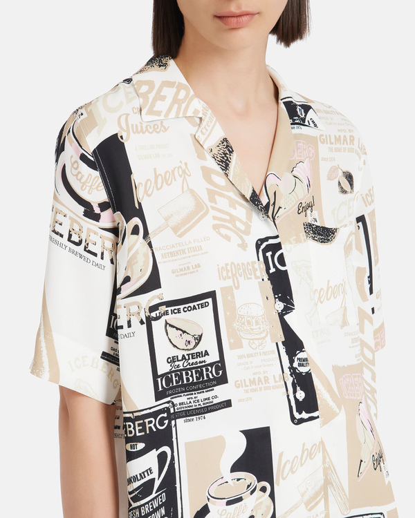 Short-sleeved coffee print shirt - Iceberg - Official Website