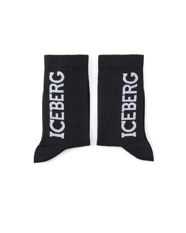Black cotton socks with logo - Iceberg - Official Website