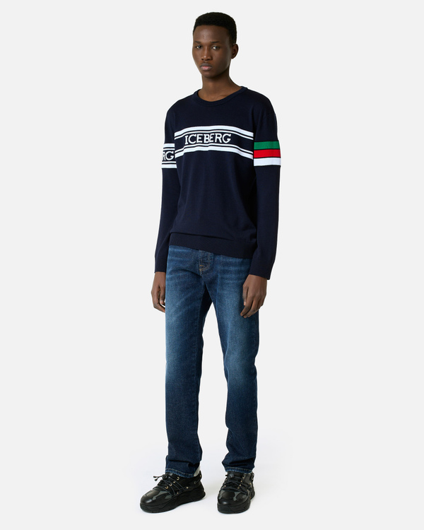 Crew neck sweater with institutional logo - Iceberg - Official Website