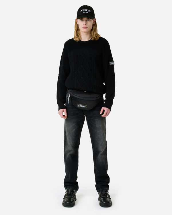 Black crew neck sweater - Iceberg - Official Website