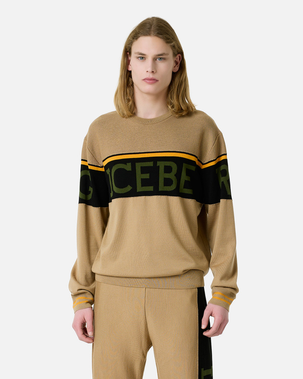 Beige carryover sweater with logo - Iceberg - Official Website