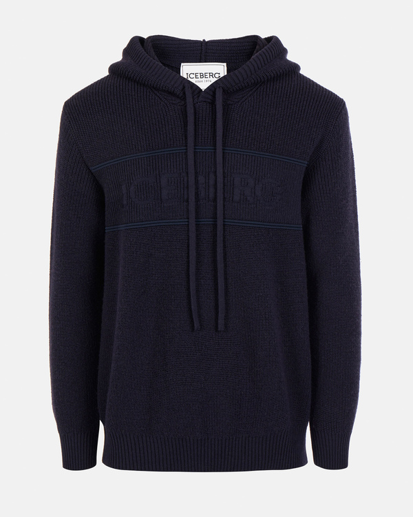 Blue stitch merino hoodie - Iceberg - Official Website