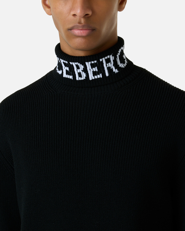 Black turtleneck logo sweater - Iceberg - Official Website