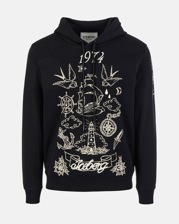 Tattoo print hooded sweatshirt - Iceberg - Official Website