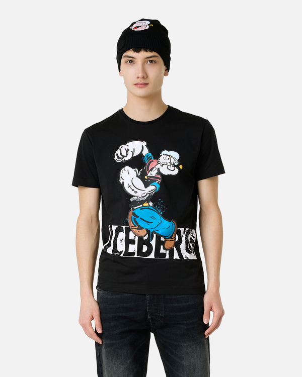 Popeye stencil black T-shirt - Iceberg - Official Website