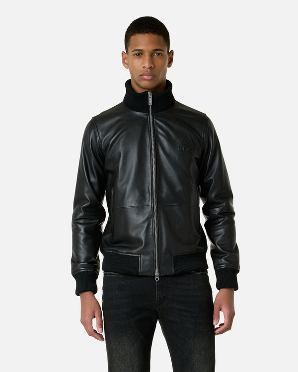 Triangle logo leather bomber jacket - Iceberg - Official Website