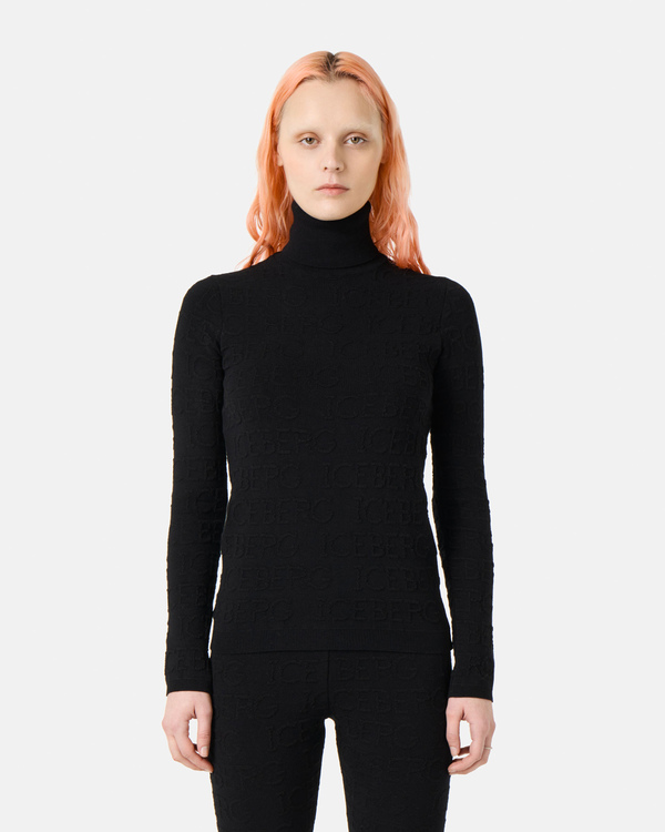 Black 3D logo turtle neck sweater - Iceberg - Official Website