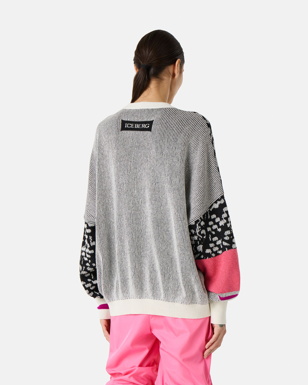 Olive graphic milky white sweater - Iceberg - Official Website